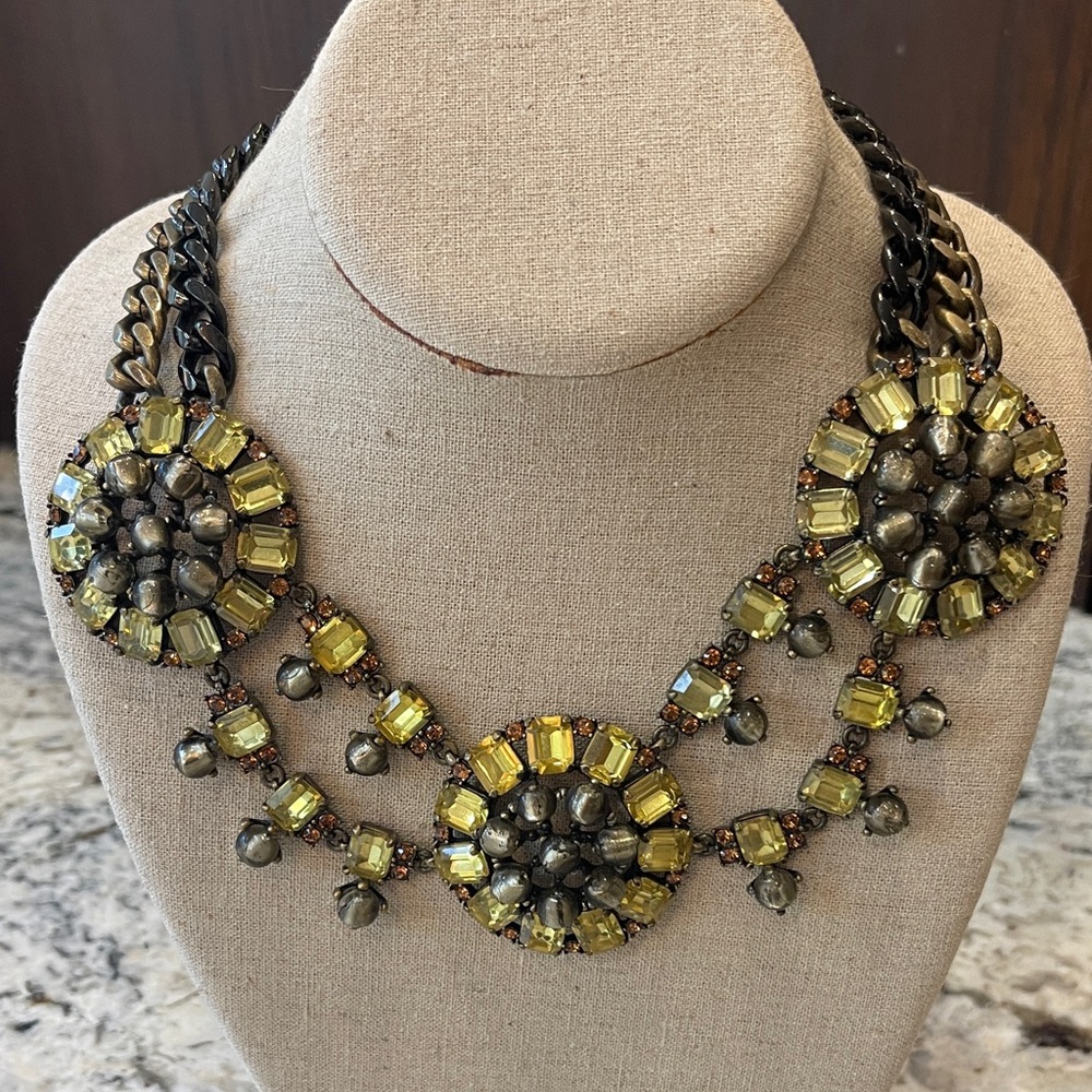 Stella & Dot Black and Gold Statement Necklace